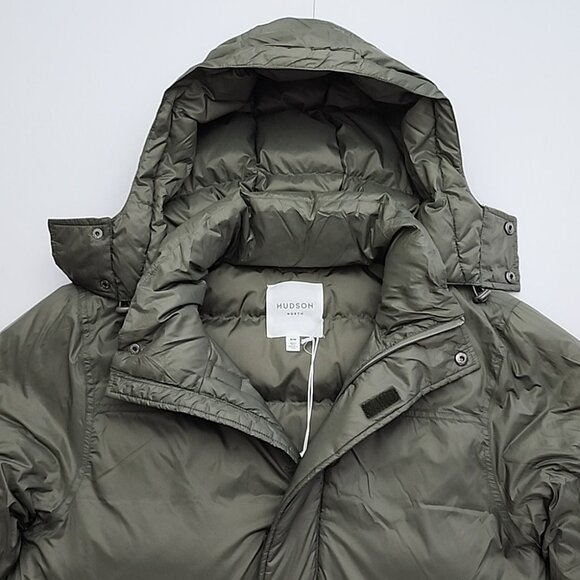 Hudson North  Men's Olive Green Puffer Coat Parka Down Fill Winter Sz M - Picture 6 of 16